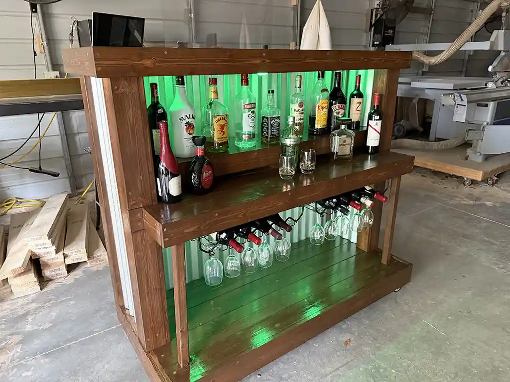Straight Ace Handcrafted Rustic Style Mobile Back Bar Walnut 14 Straight Ace Handcrafted Rustic Style Mobile Back Bar Walnut color