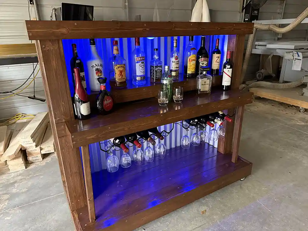 Straight Ace Handcrafted Rustic Style Mobile Back Bar Walnut 15 Straight Ace Handcrafted Rustic Style Mobile Back Bar Walnut color