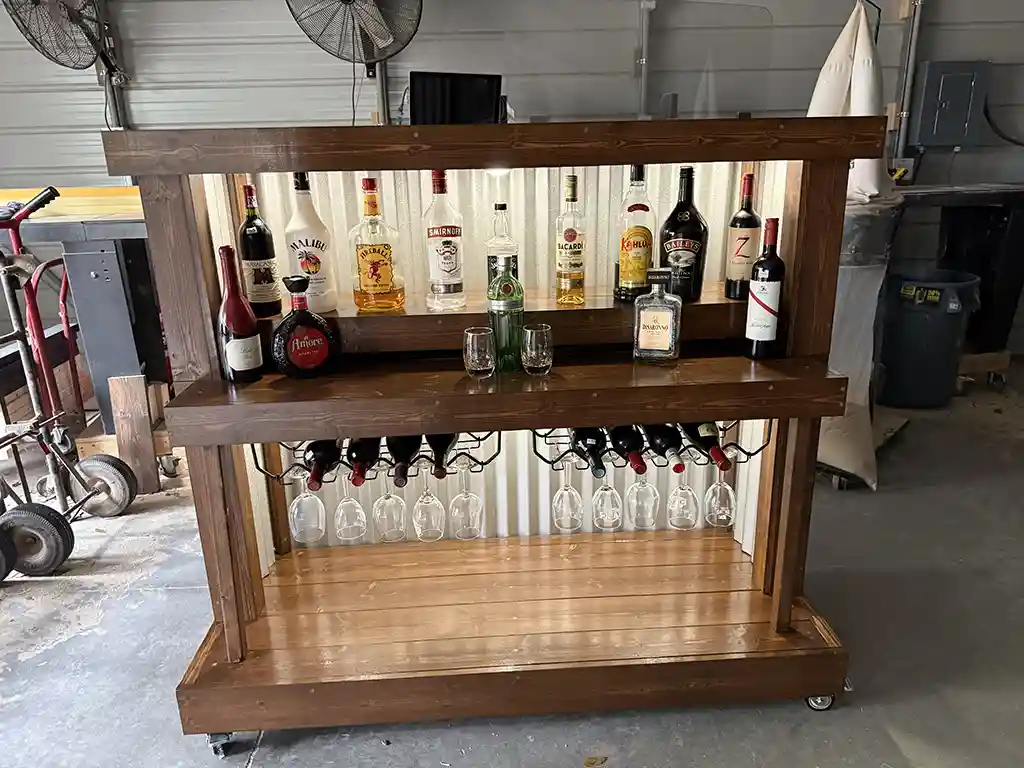 Straight Ace Handcrafted Rustic Style Mobile Back Bar Walnut 16 Straight Ace Handcrafted Rustic Style Mobile Back Bar Walnut color