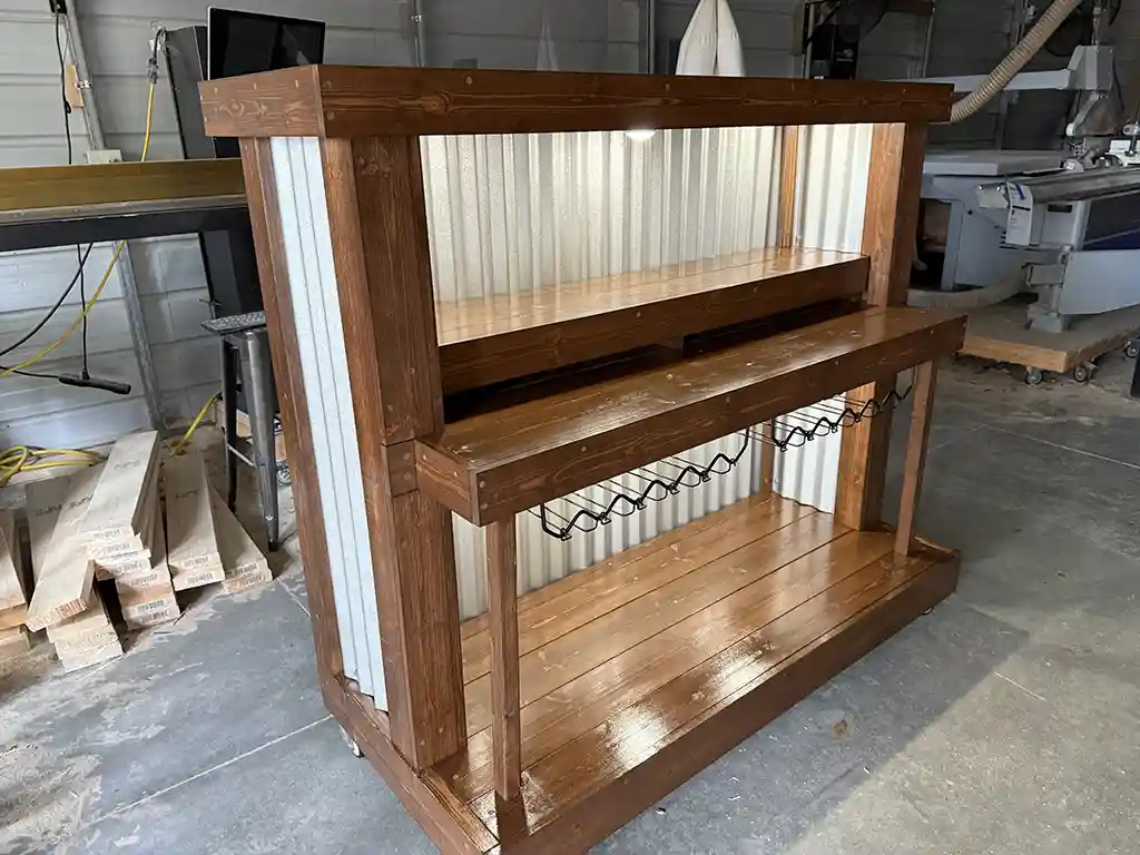Straight Ace Handcrafted Rustic Style Mobile Back Bar Walnut 2 Straight Ace Handcrafted Rustic Style Mobile Back Bar Walnut color