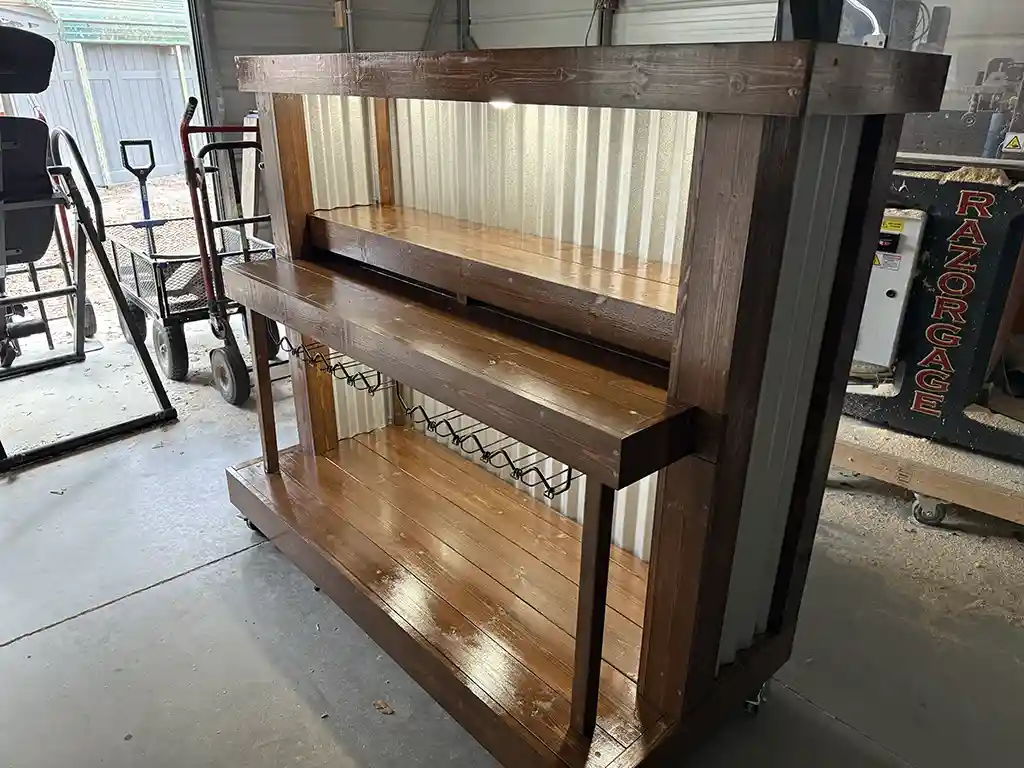 Straight Ace Handcrafted Rustic Style Mobile Back Bar Walnut 3 Straight Ace Handcrafted Rustic Style Mobile Back Bar Walnut color