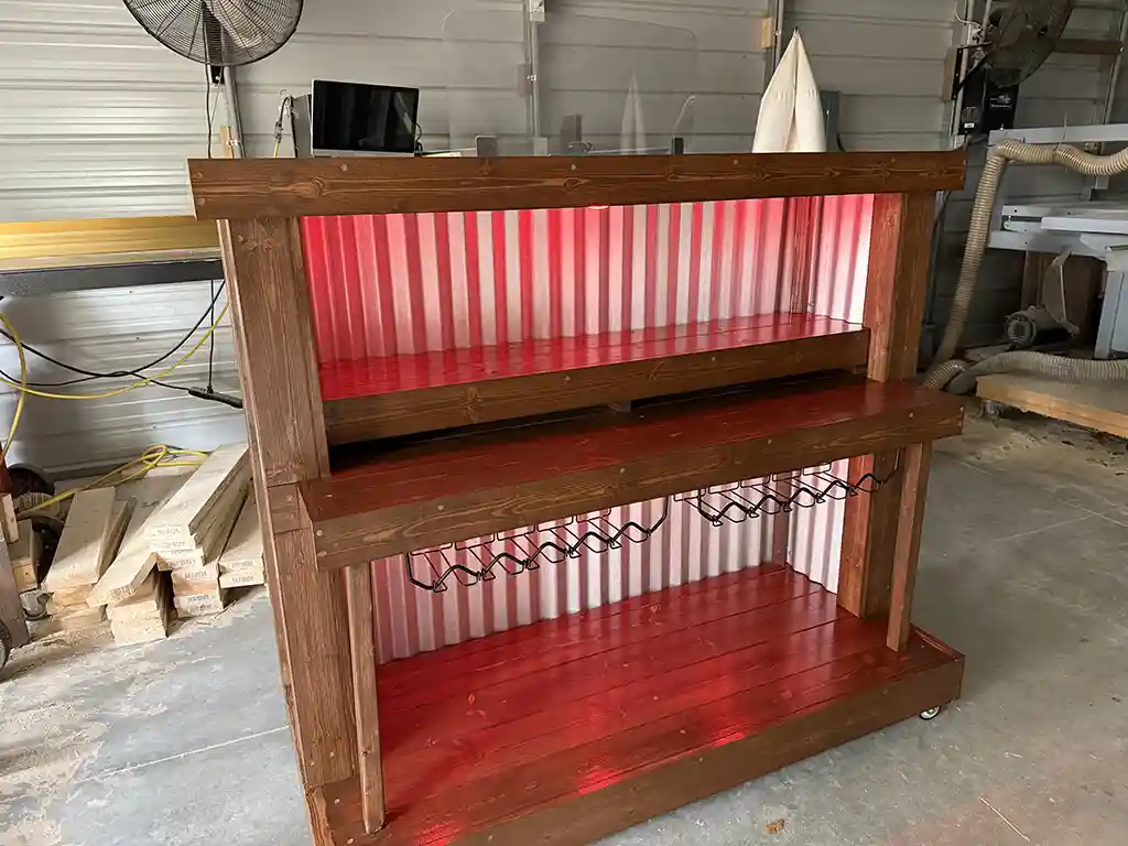 Straight Ace Handcrafted Rustic Style Mobile Back Bar Walnut 4 Straight Ace Handcrafted Rustic Style Mobile Back Bar Walnut color