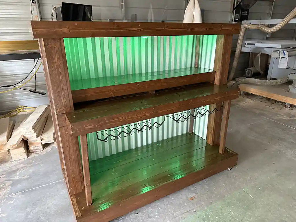 Straight Ace Handcrafted Rustic Style Mobile Back Bar Walnut 5 Straight Ace Handcrafted Rustic Style Mobile Back Bar Walnut color