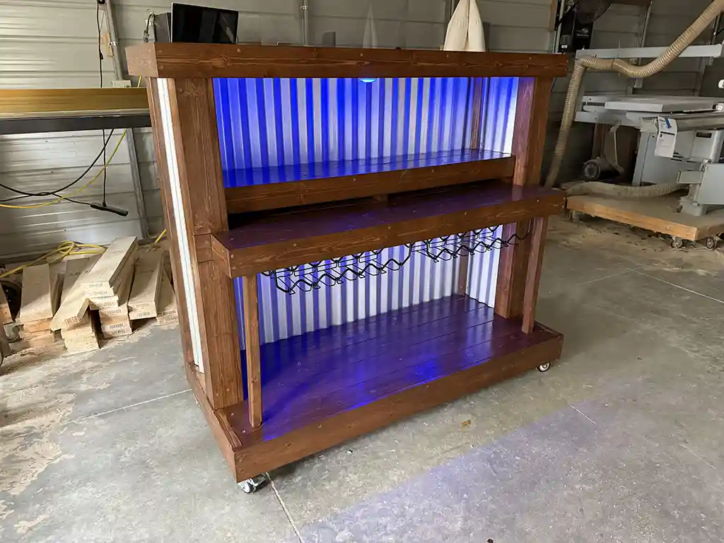 Straight Ace Handcrafted Rustic Style Mobile Back Bar Walnut 6 Straight Ace Handcrafted Rustic Style Mobile Back Bar Walnut color