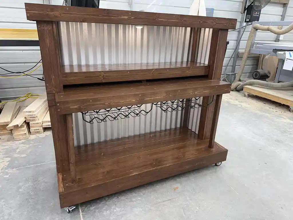 Straight Ace Handcrafted Rustic Style Mobile Back Bar Walnut 7 Straight Ace Handcrafted Rustic Style Mobile Back Bar Walnut color