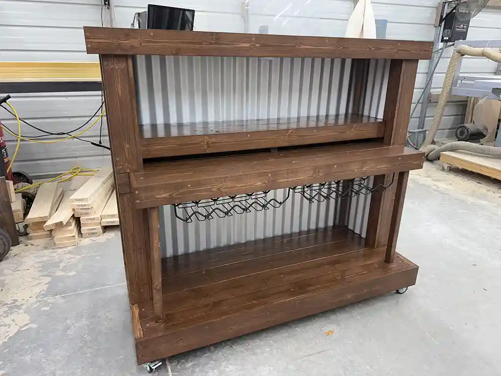 Straight Ace Handcrafted Rustic Style Mobile Back Bar Walnut 8 Straight Ace Handcrafted Rustic Style Mobile Back Bar Walnut color
