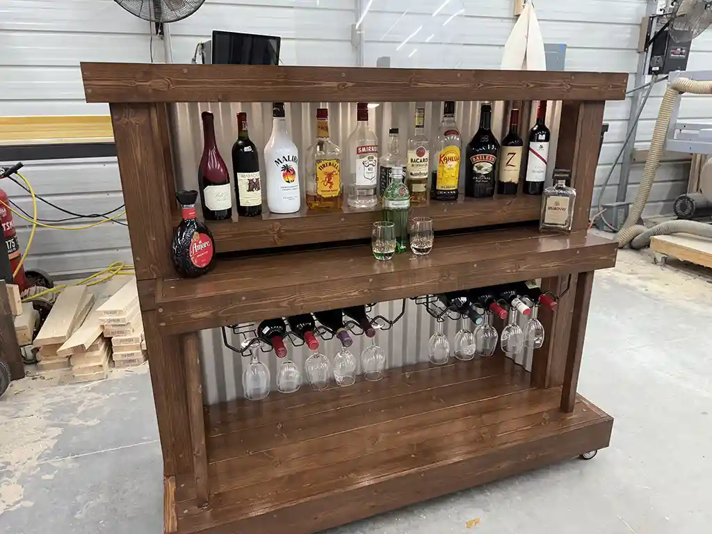 Straight Ace Handcrafted Rustic Style Mobile Back Bar Walnut 9 Straight Ace Handcrafted Rustic Style Mobile Back Bar Walnut color