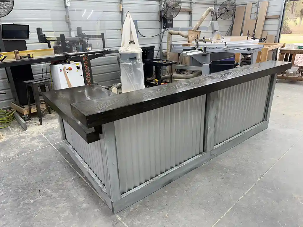 Hello Shiny Large L Shape Metal Reception Desk Stormwash Ebony 1