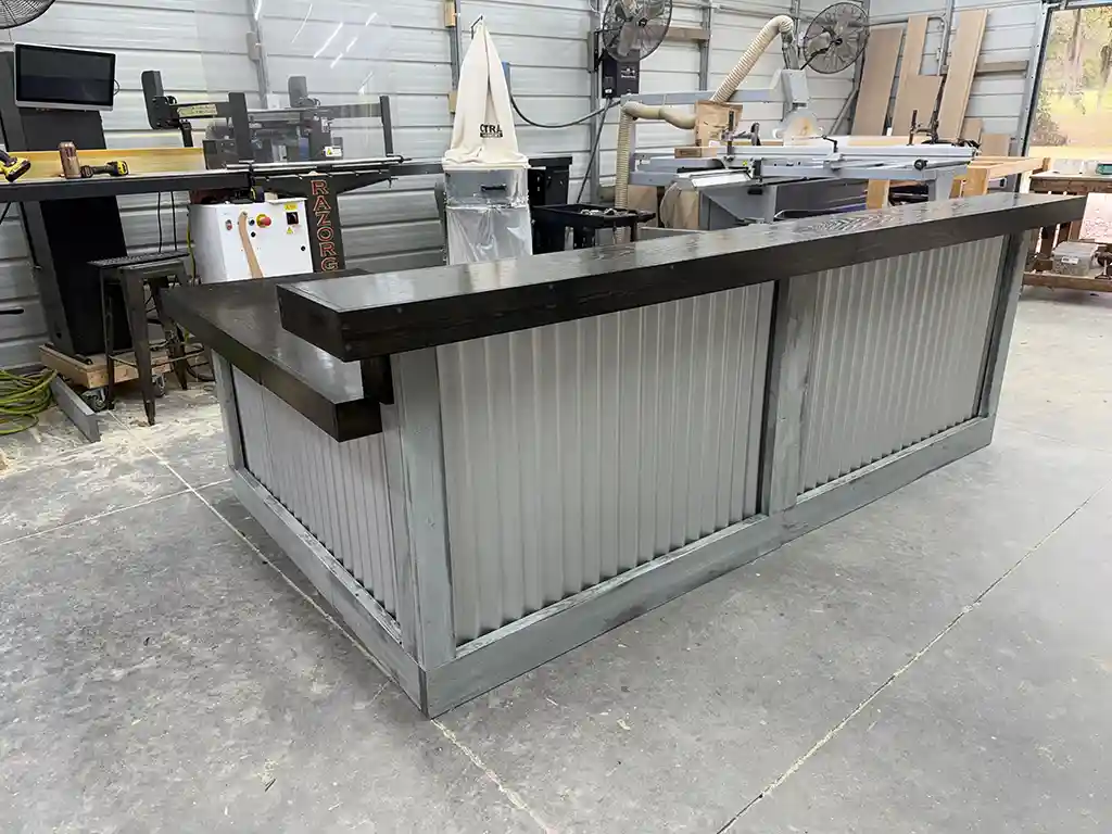 Hello Shiny Large L Shape Metal Reception Desk Stormwash Ebony 2