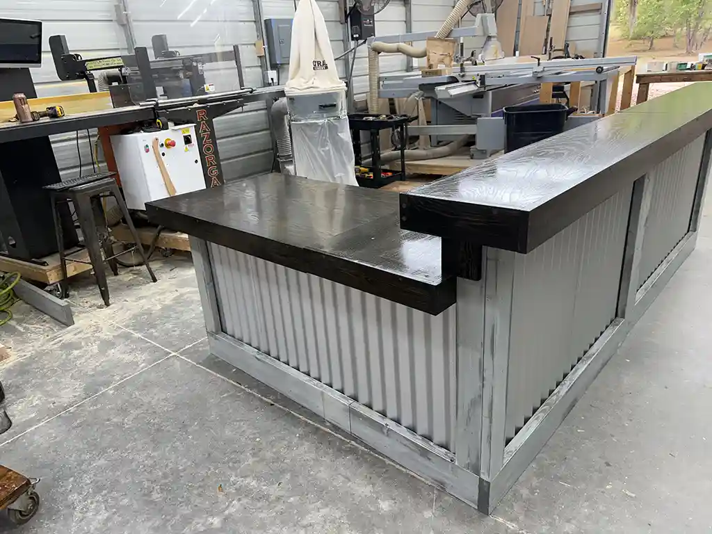 Hello Shiny Large L Shape Metal Reception Desk Stormwash Ebony 3